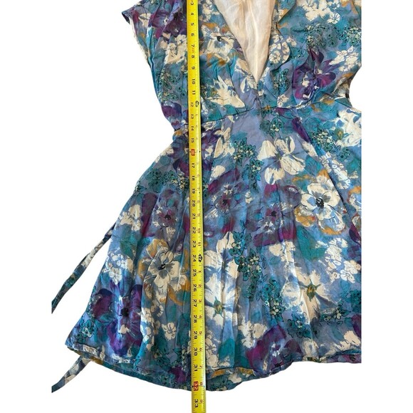 Free People Freddy Floral Print Tie‎ Front Mini Dress In NightC Sz XS Petite - Picture 11 of 12
